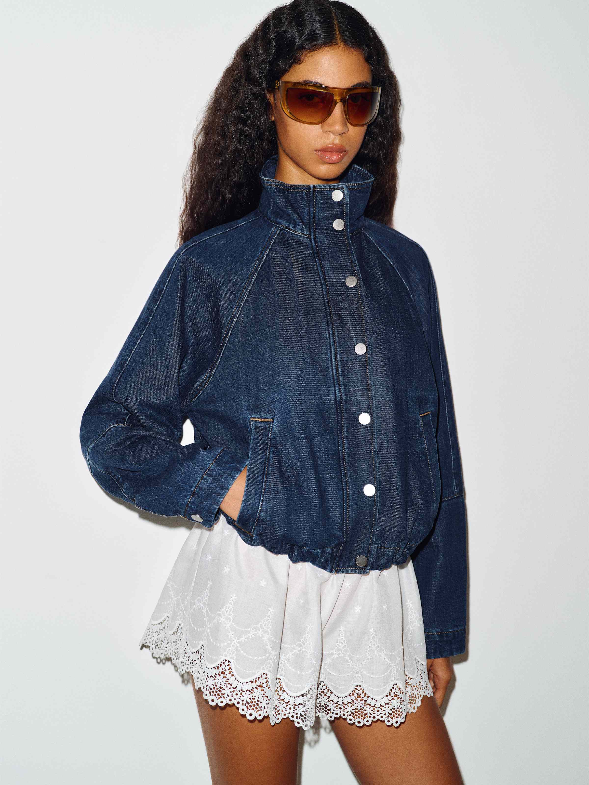 Corey Denim Bomber Jacket - thumbnail 4