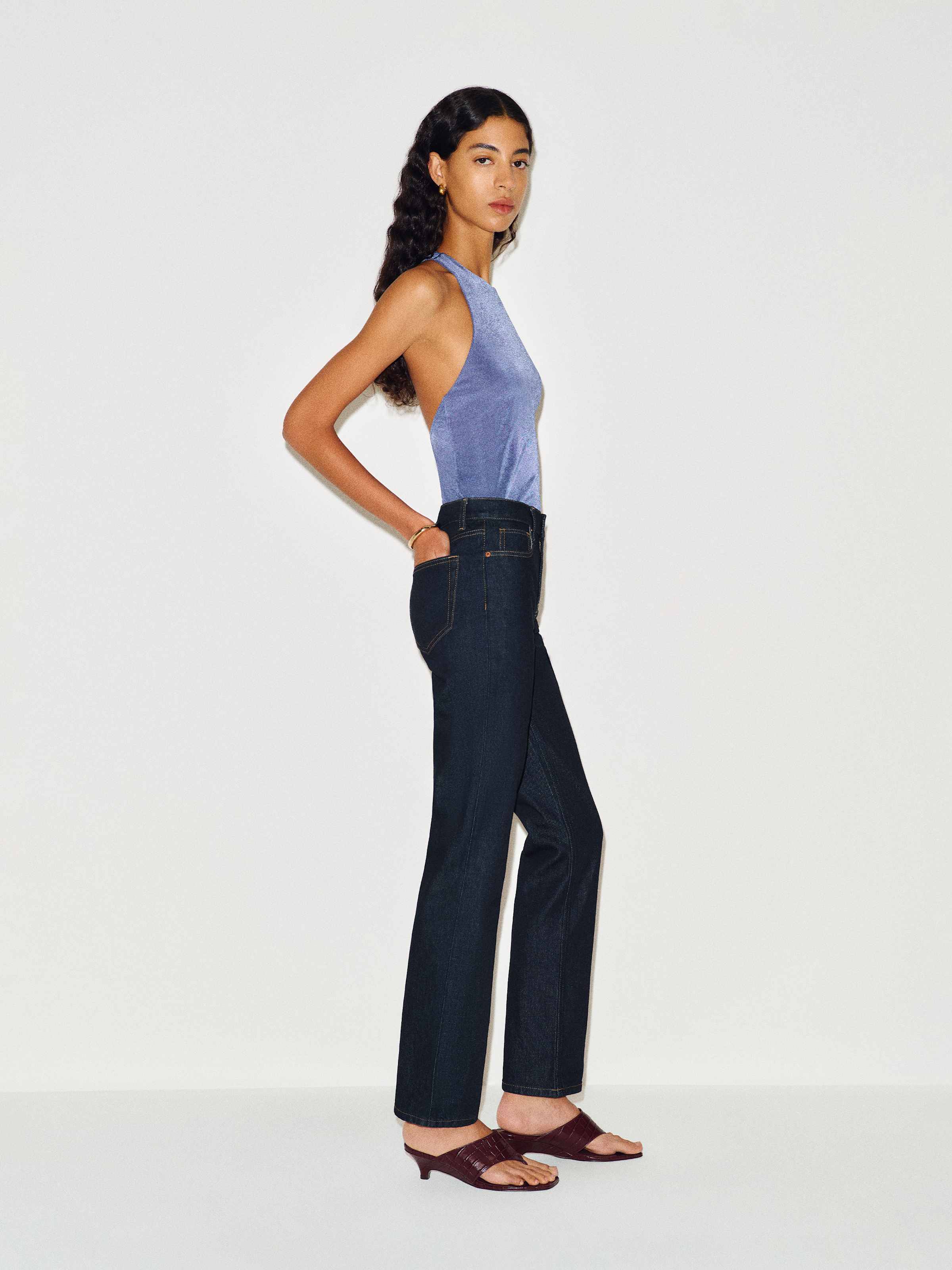 Leda Mid Rise Straight Jeans - thumbnail 8