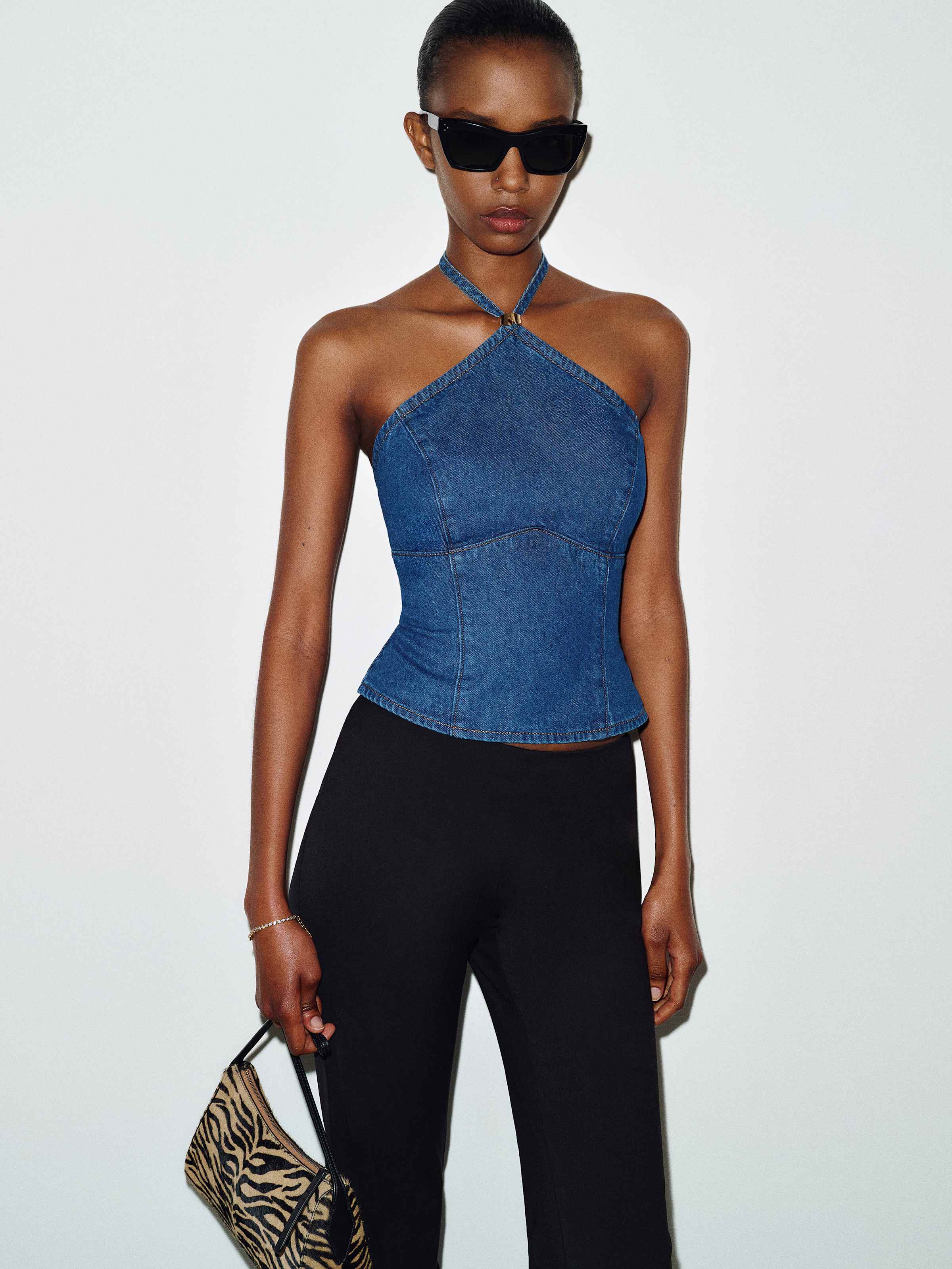 Meghan Denim Halter Top - thumbnail 4