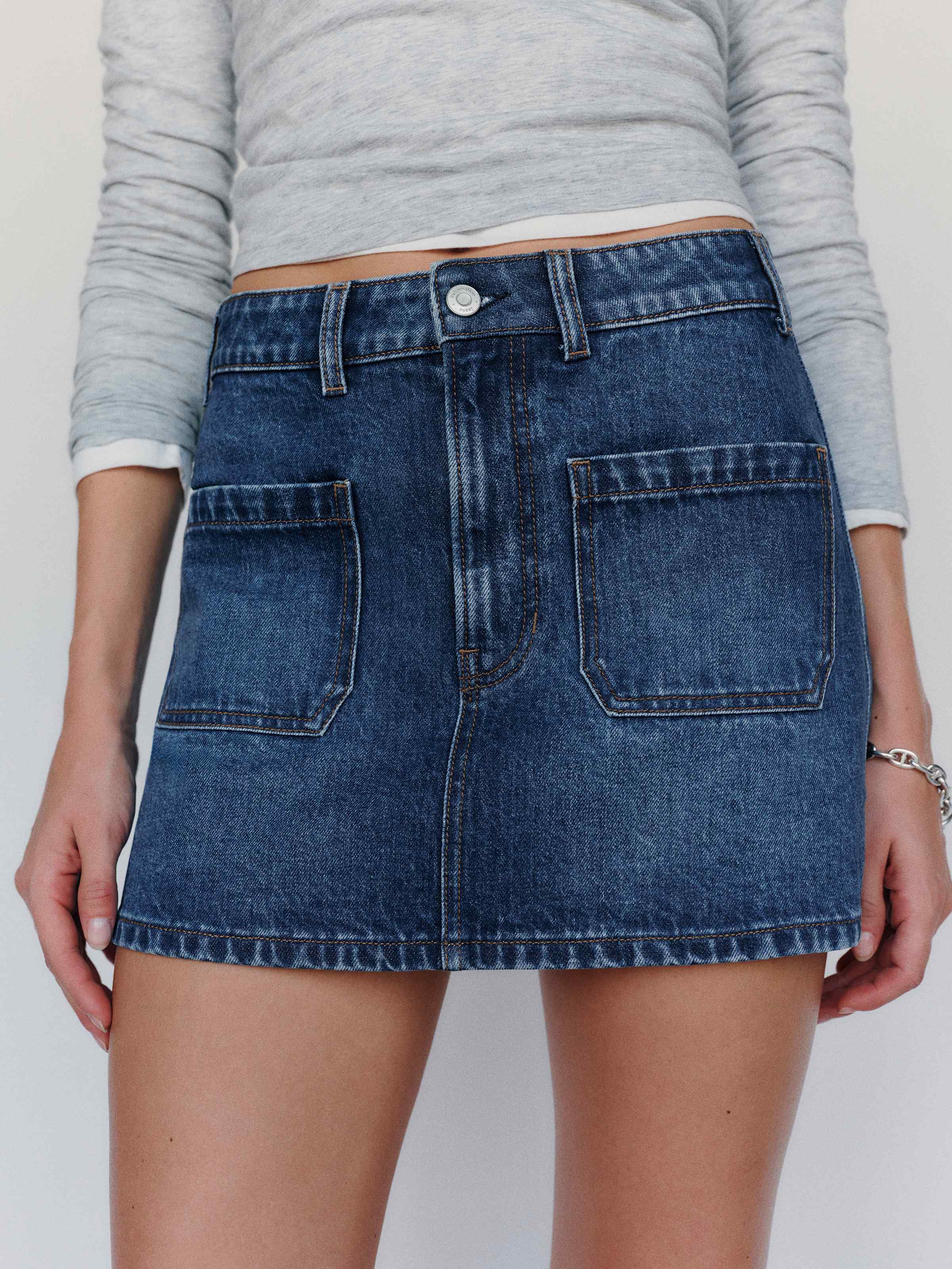 Cristina Stretch Mid Rise Denim Skirt - thumbnail 4