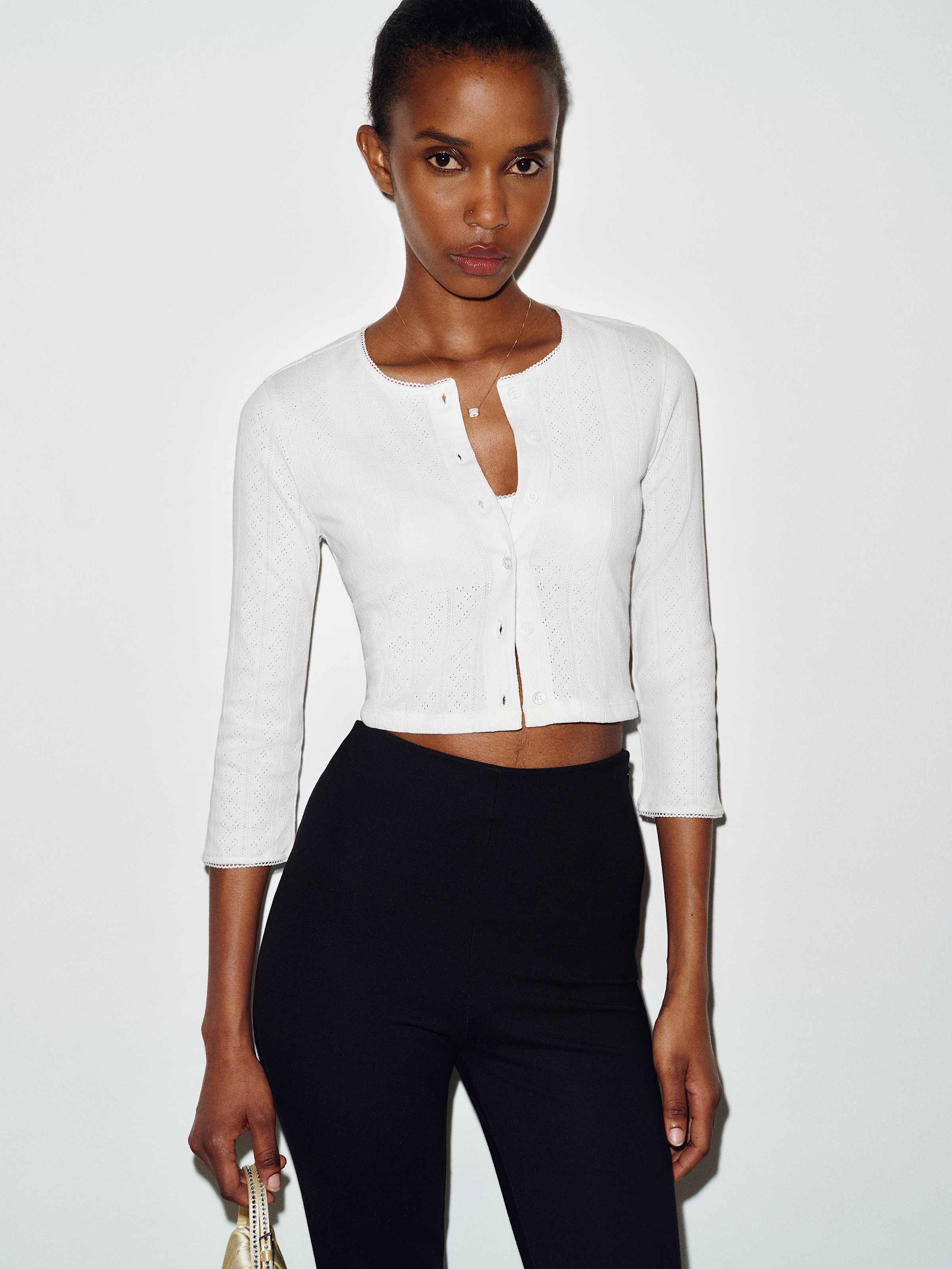 Gia Pointelle Knit Cardigan - thumbnail 2