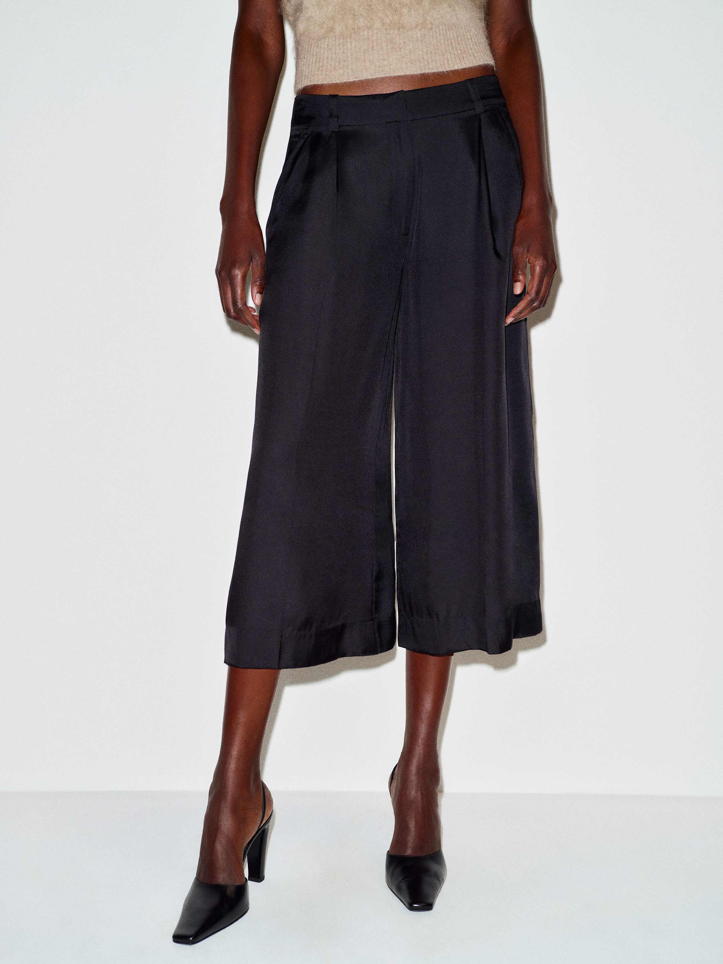 Robbie Silk Twill Culotte - thumbnail 4