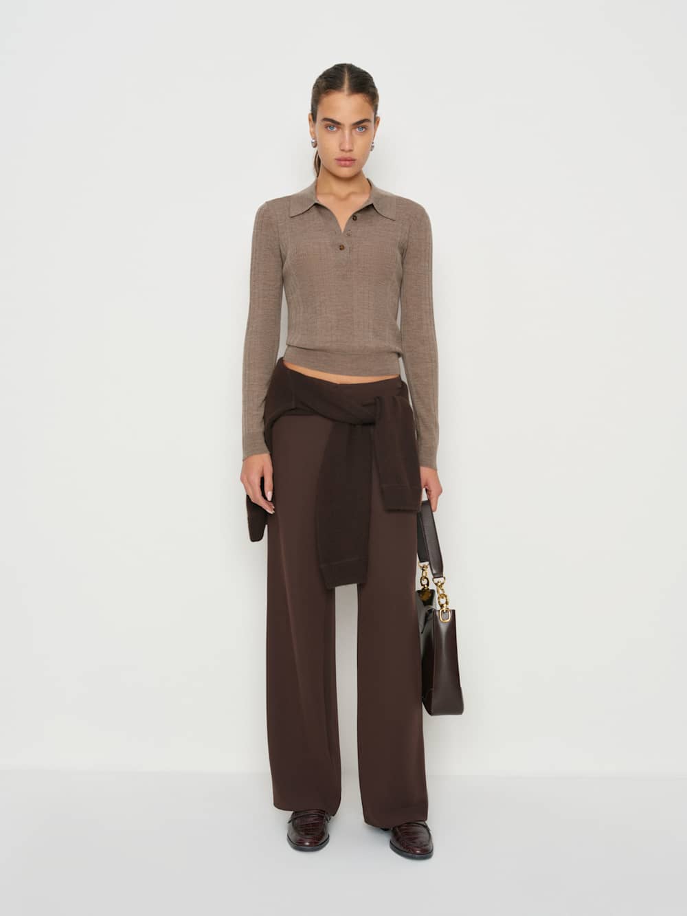 Reformation cashmere polo in oatmeal