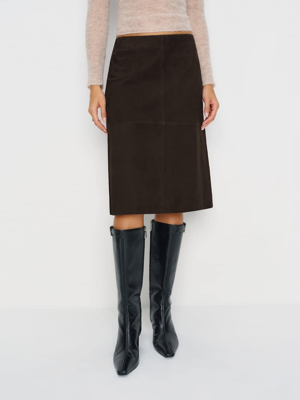 Veda Barrow Leather Low Waist Skirt