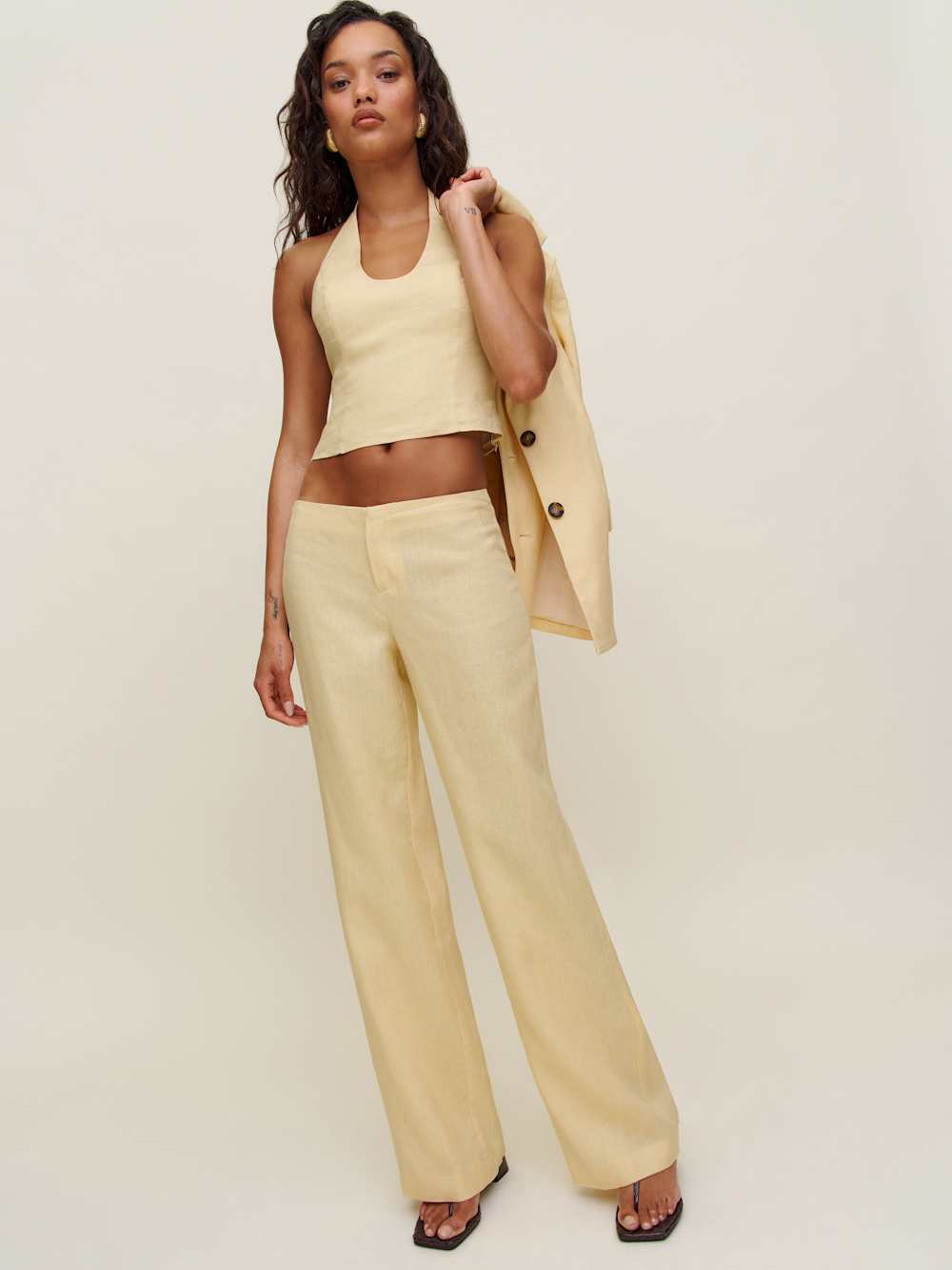 Reformation Petites Vida Linen Low Rise Pant
