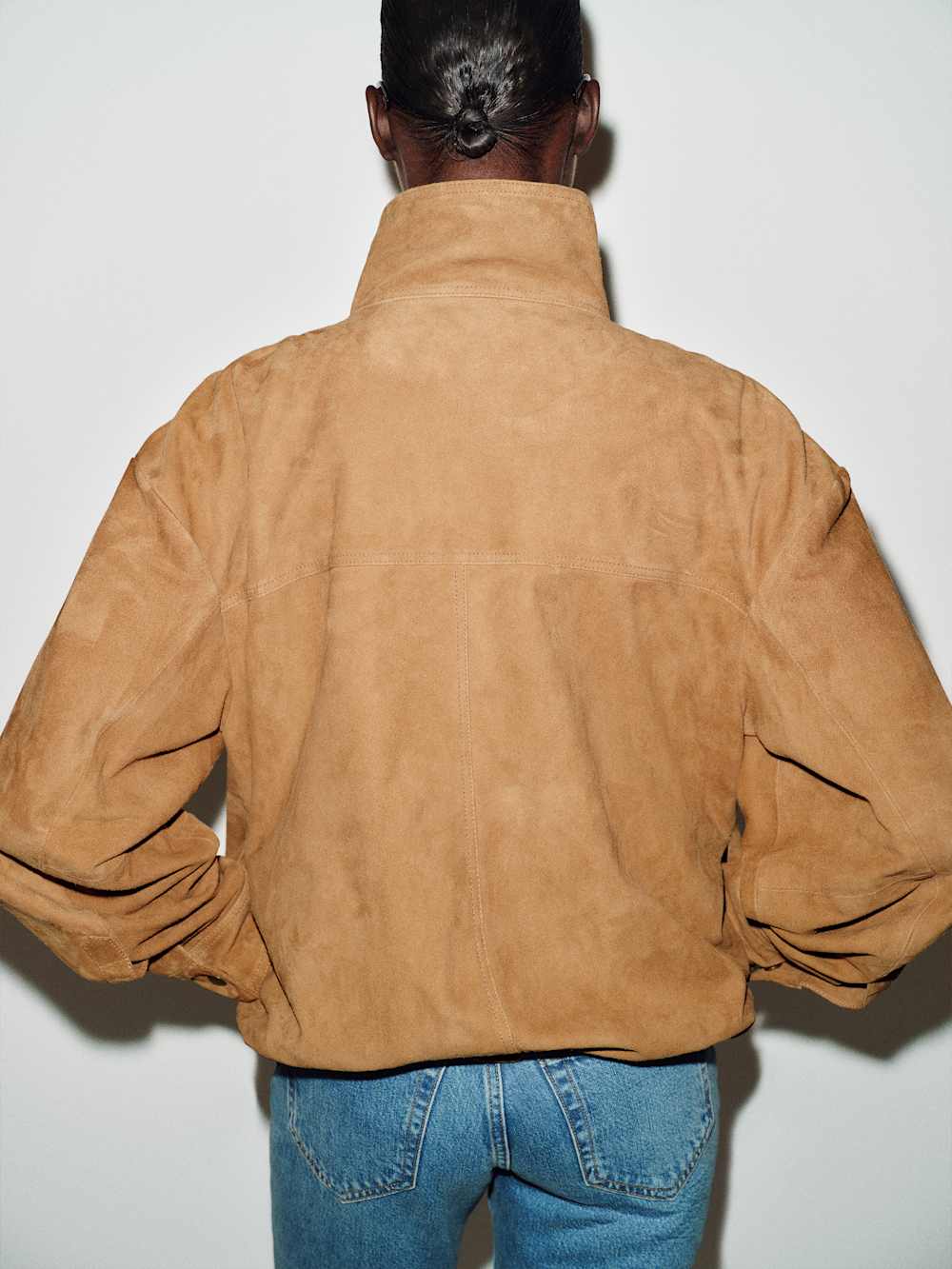 mid-range minimal zip suede jacket for women