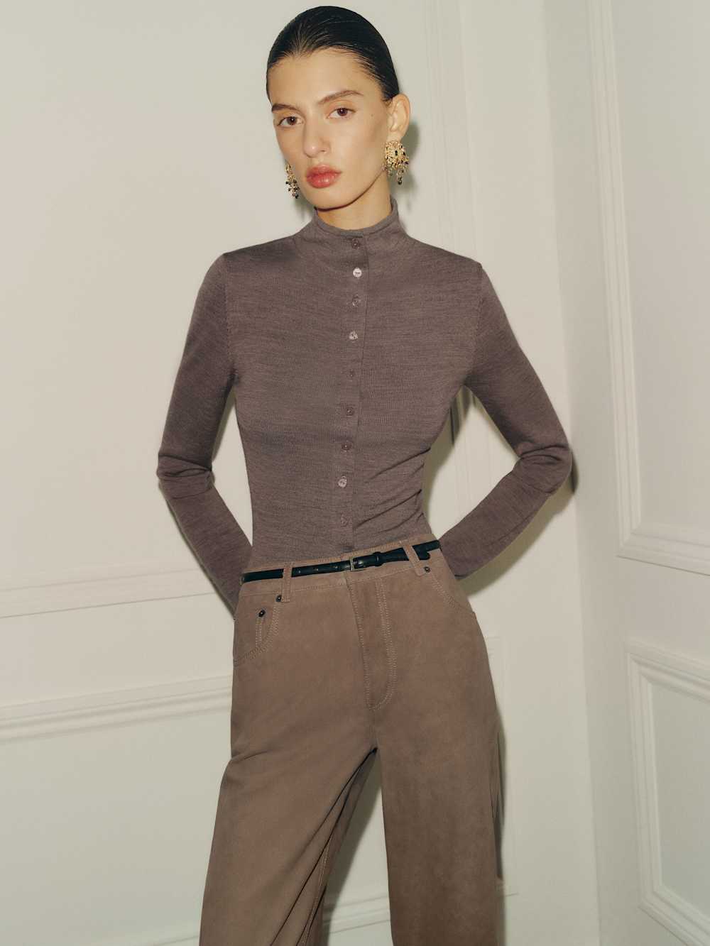 Marissa Regenerative Mock Neck Merino Cardigan