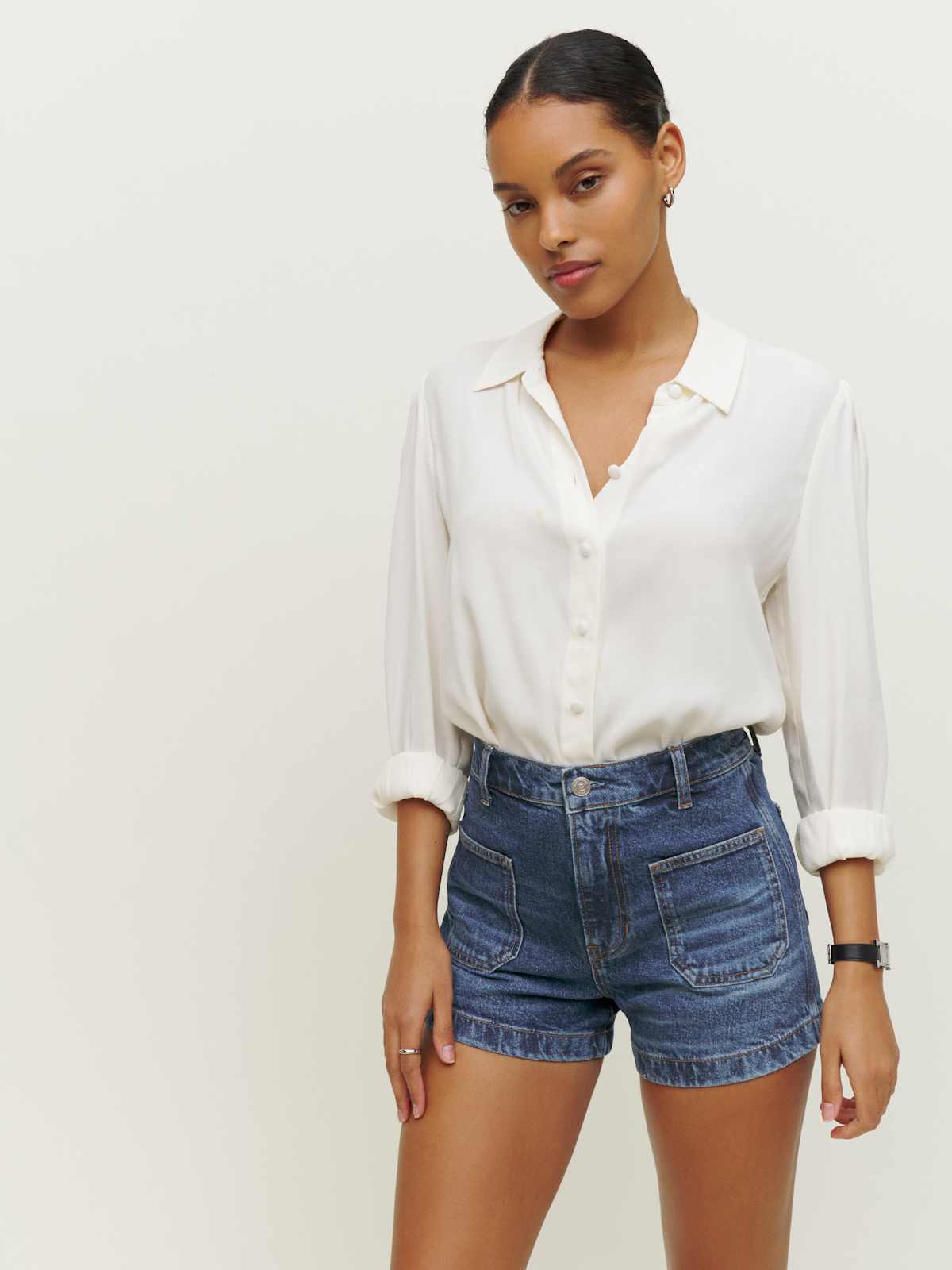 Alyssa Stretch High Rise 3.5” Jean Shorts - thumbnail 3