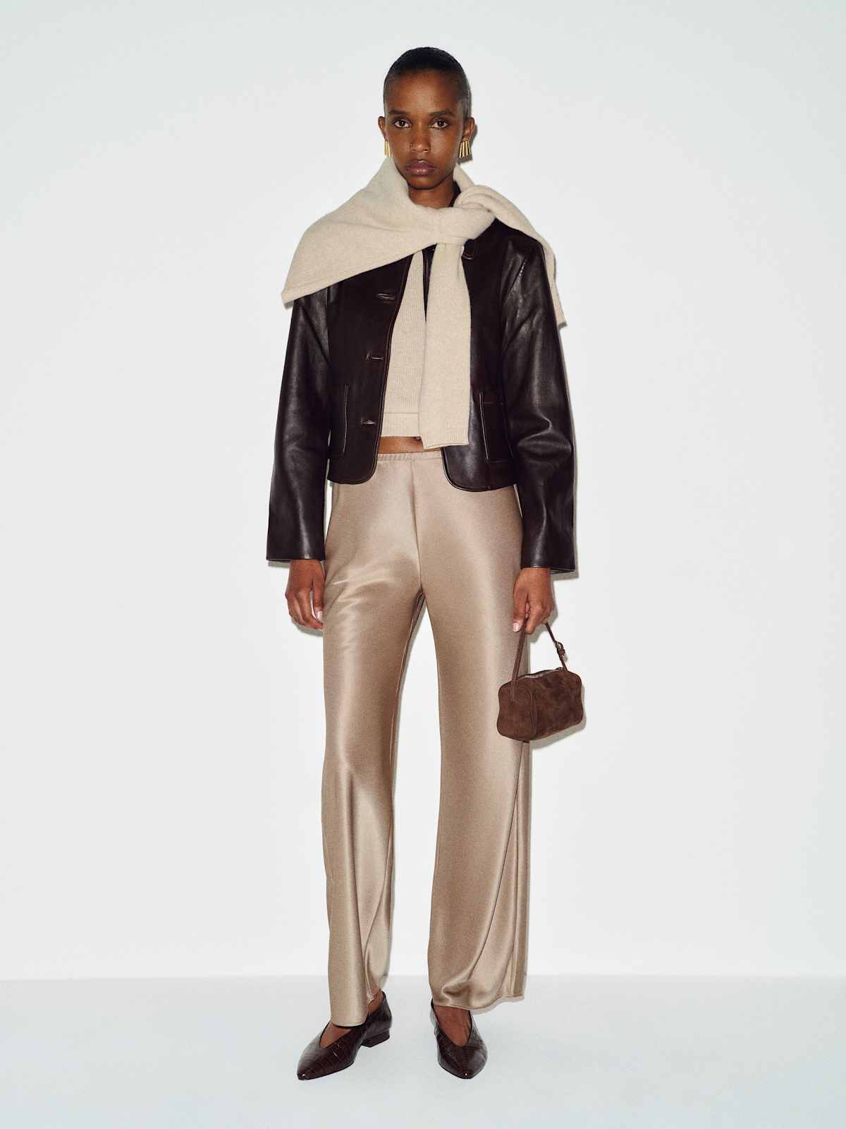 Gale Satin Mid Rise Bias Pant