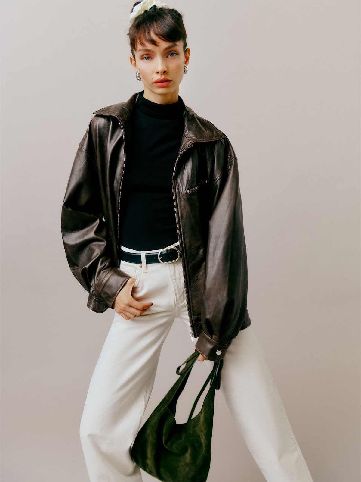 Veda Marco Leather Oversized Bomber - thumbnail 3