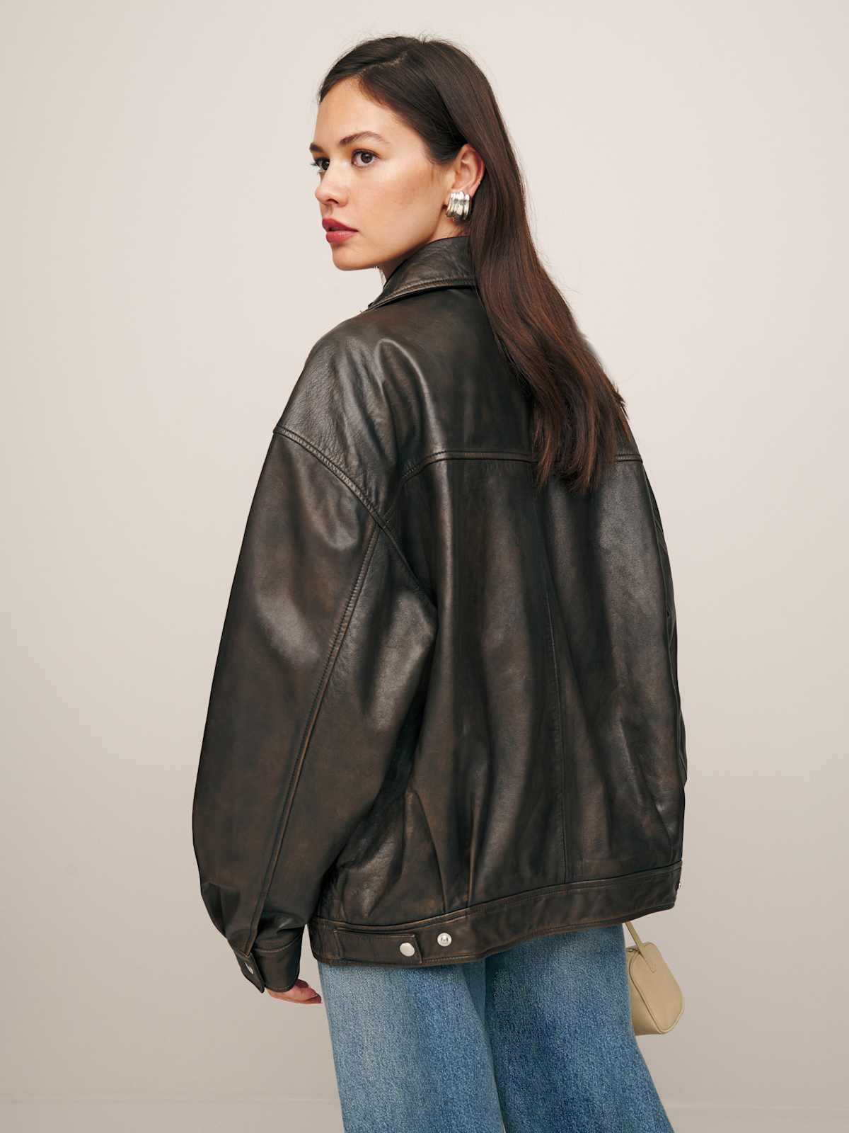 Veda Marco Leather Oversized Bomber - thumbnail 5