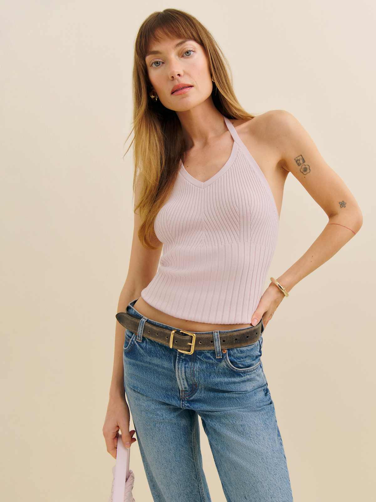 Delia Ribbed Halter Top - thumbnail 7