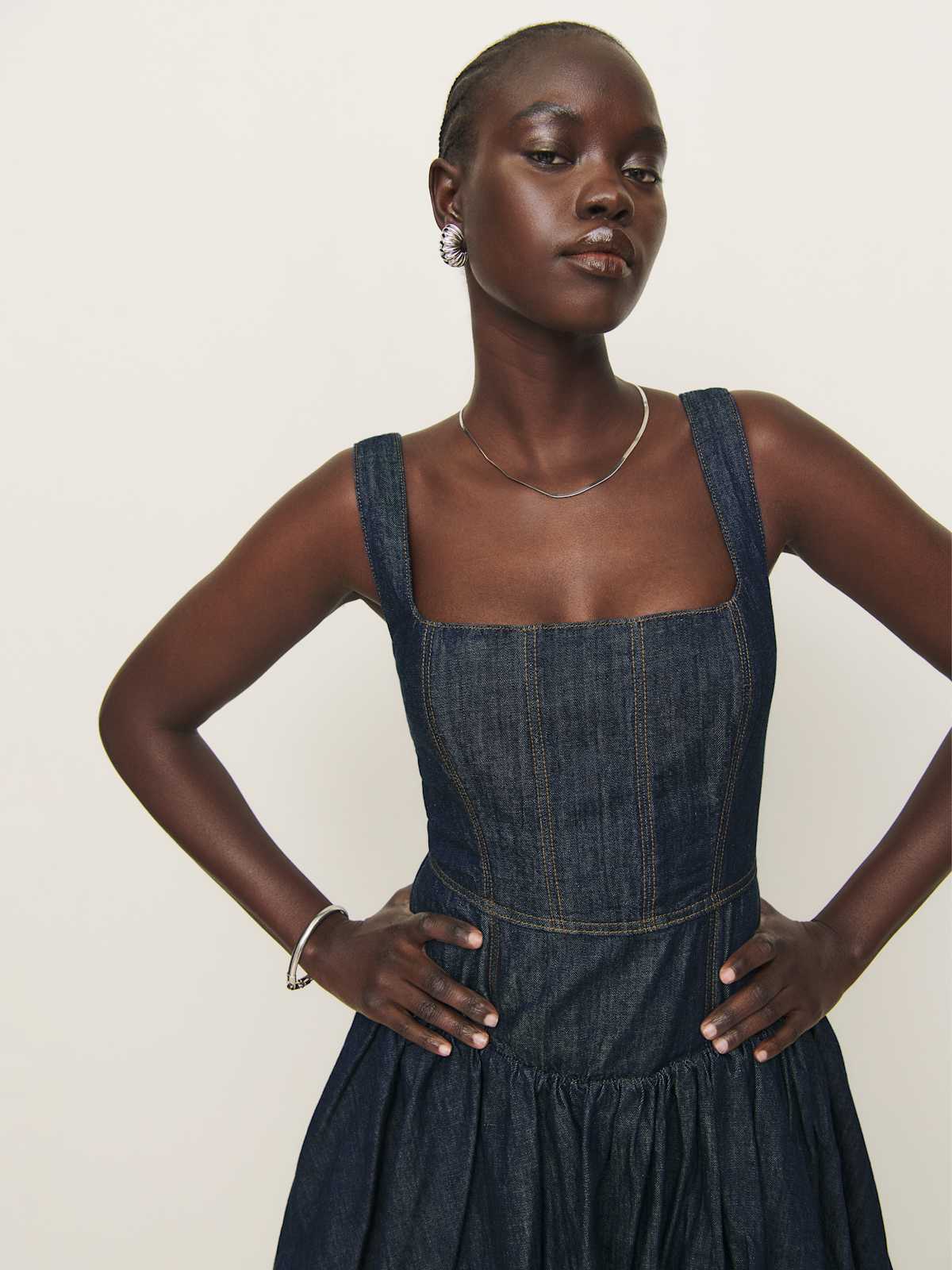 Delia Denim Mini Dress - thumbnail 3