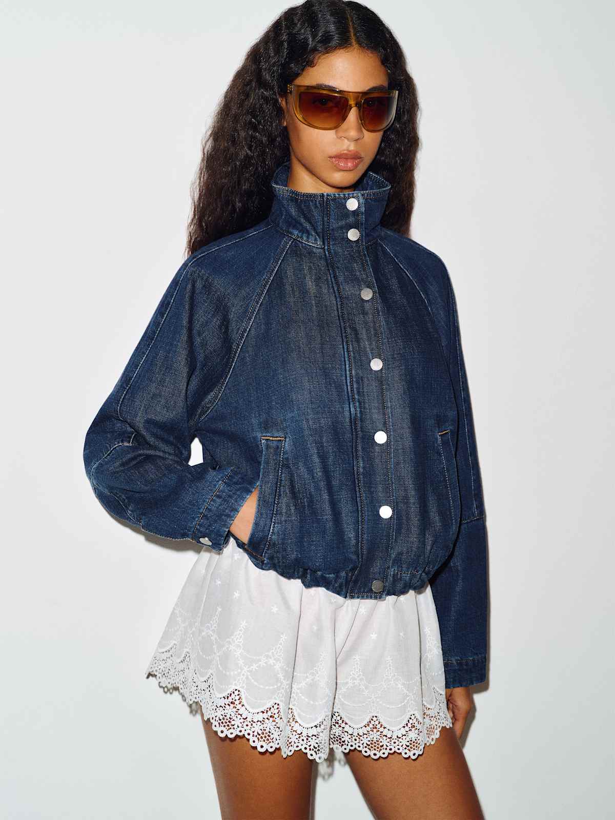 Corey Denim Bomber Jacket - thumbnail 3