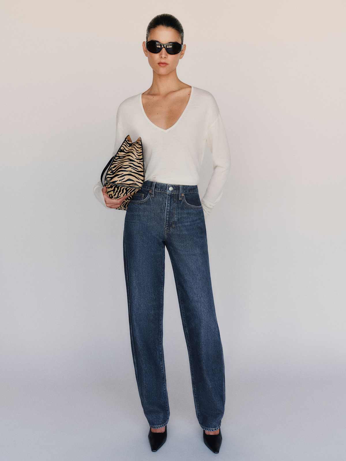 Gina High Rise Bow Leg Jeans