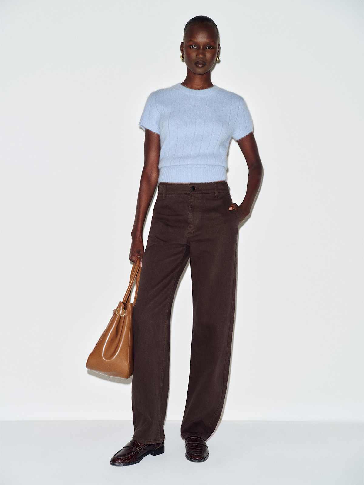 Brian Mid Rise Arc Leg Twill Pants