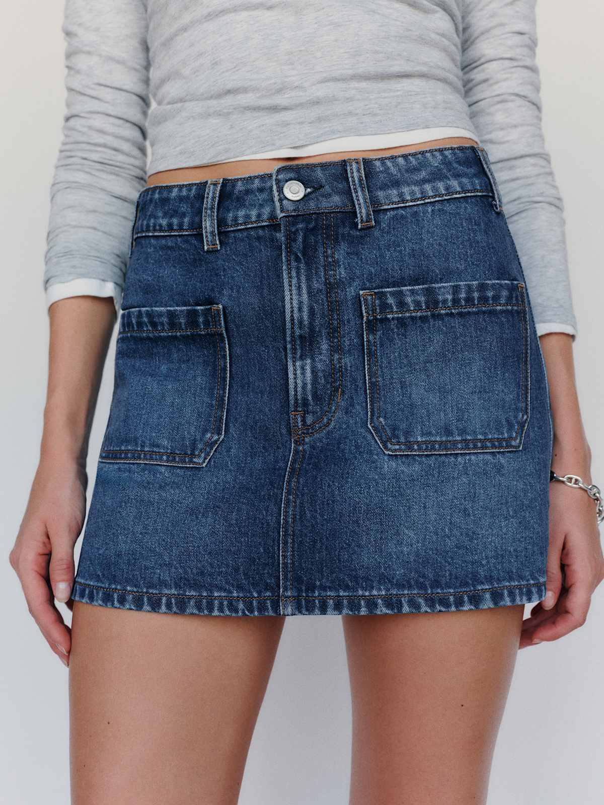 Cristina Stretch Mid Rise Denim Skirt - thumbnail 3