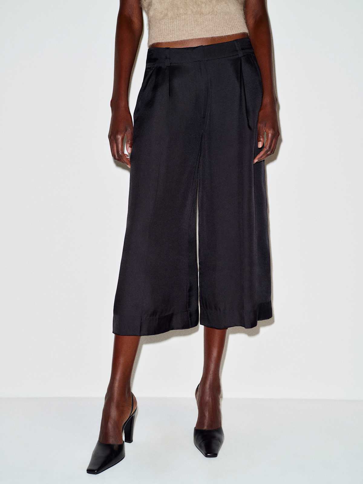 Robbie Silk Twill Culotte - thumbnail 3