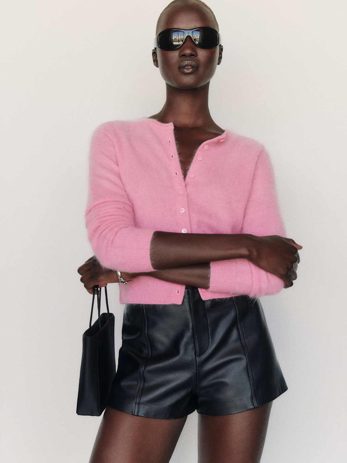Caspia Brushed Cashmere Cropped Cardigan - thumbnail 3