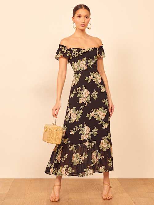 reformation butterfly dress green FRIDA MAXISHORT – KLEID International main image 1