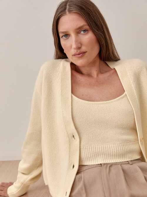 Varenne Cashmere Tank And Cardi Set