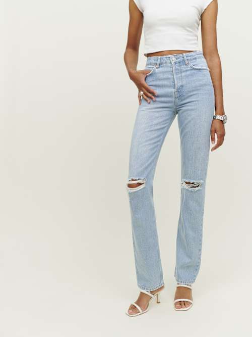 Cynthia High Rise Straight Long Jeans