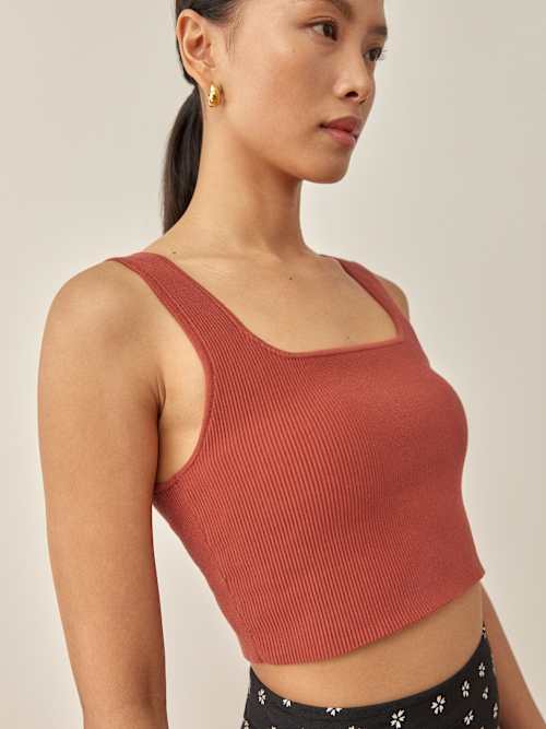 Tea Ribbed Cropped Sweater Tank