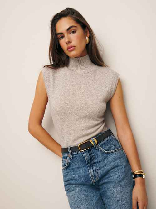 Arco Cashmere Sleeveless Turtleneck Sweater