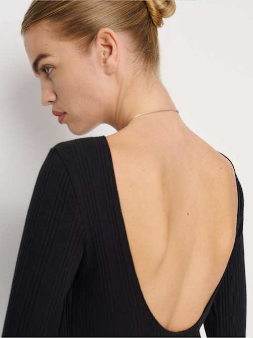 Reformation Delphina Knit Dress | Black | Small
