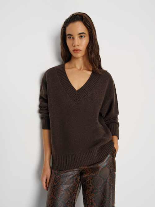 Jadey Cashmere Oversized V-Neck Sweater