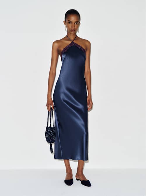 the blue silk dress Reformation Frankie blue silk dress 6 by Reformation