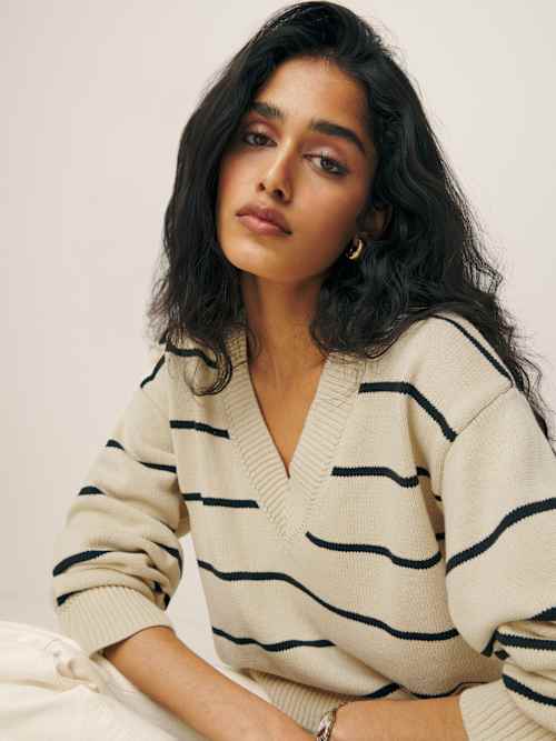 Primary image for Sienna Oversized Cotton V Neck Sweater