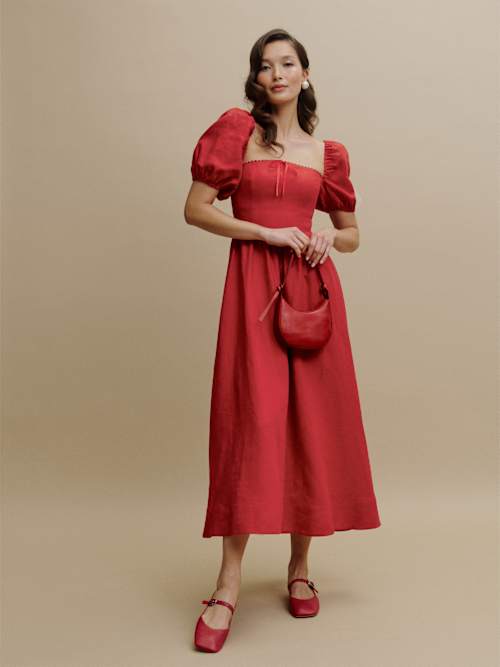 Reformation Marella Linen Midi Dress | Anthropologie