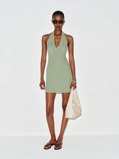 vintage polka dot halter dress 80s B+W Dotted Halter Dress main image 0