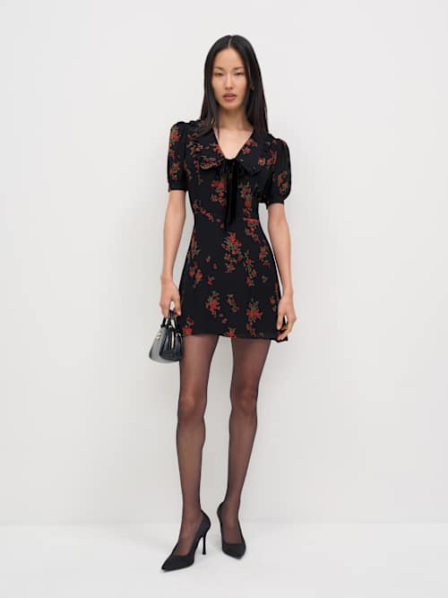 nelly mini dress Nelly Pleated Linen Mini Dress Navy / S