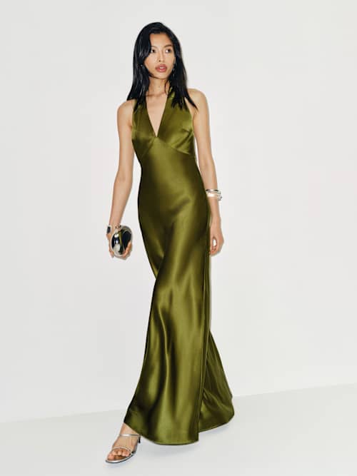 daniela silk dress hibiscus tea Reformation Daniela Silk Dress in Hibiscus Tea by Reformation