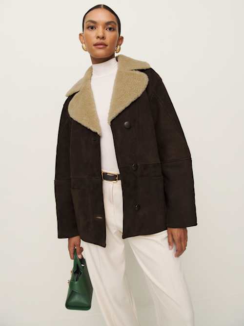 ジャケット・アウター Her lip to Shearling-Trimmed Suede Coat LUX07_ERMN_ELOISA_SHEARL_052-
