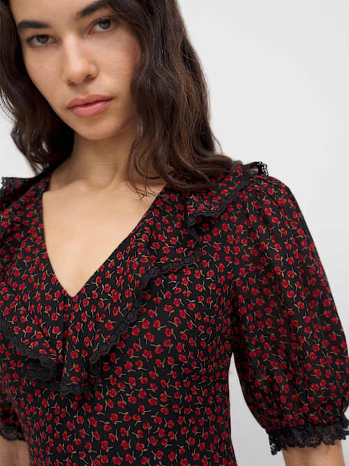 what to wear with a navy blue lace dress Isadora Dress in Navy & Black S main image 1