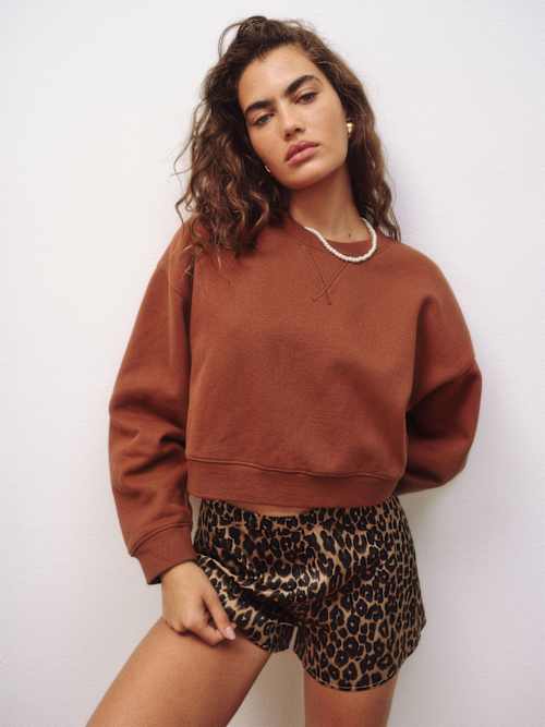 Grace Cropped Vintage Oversized Crewneck Sweatshirt