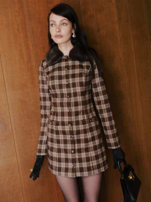 シモンズグランドセール 1316778.1.DARK_BROWN_PLAID?_s= ワンピース