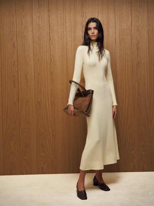 long sleeve fitted dress PinkBlush Taupe V-Neck Long Sleeve Fitted Maternity Maxi Dress Medium