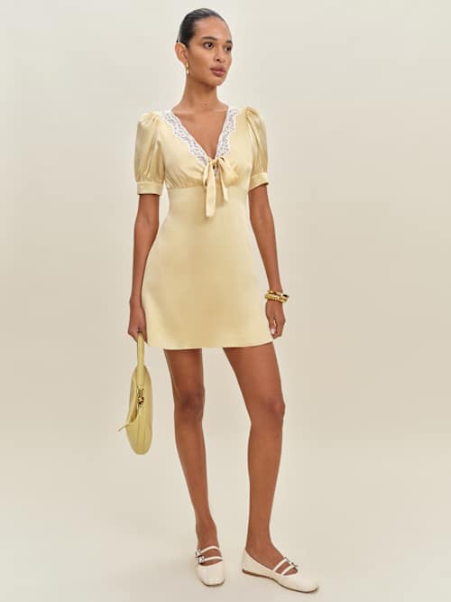 Reformation リフォーメーション アヴィン シルク ドレス 1317589.2.BLONDE?_s=RAABAB0