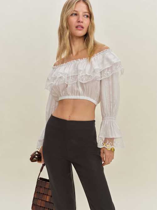 Reformation トップス Reformation Zeta Denim Cinched Top | Saks Fifth Avenue