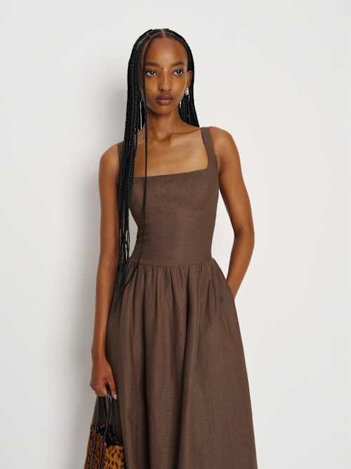 Reformation Janu Linen Dress | Brown | 2