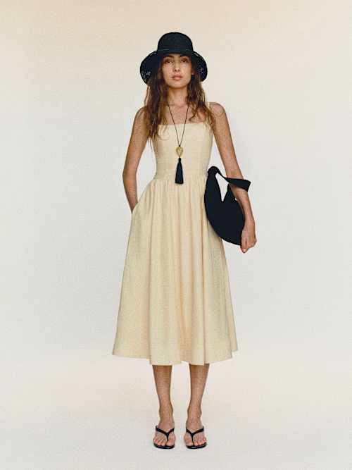 yana linen dress reformation Reformation Yana Linen Halter Dress Black Midi Size 2