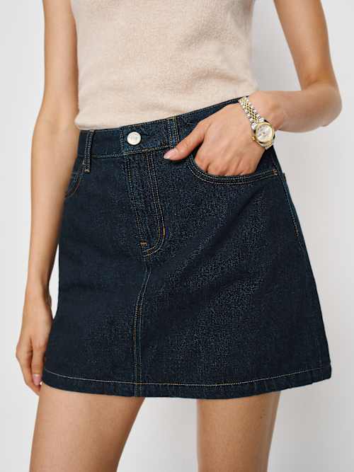 Mini-jupe taille haute en jean Rue
