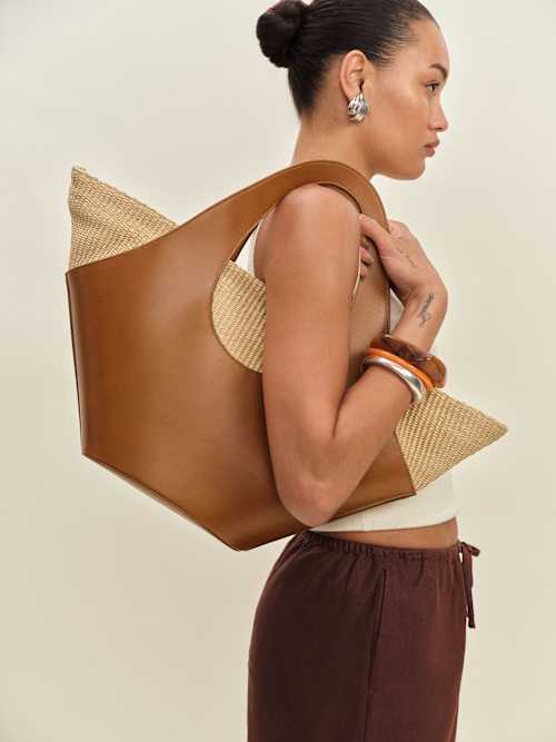 Reformation/Siena トップハンドル ラフィア トートバッグ Siena Top Handle Tote