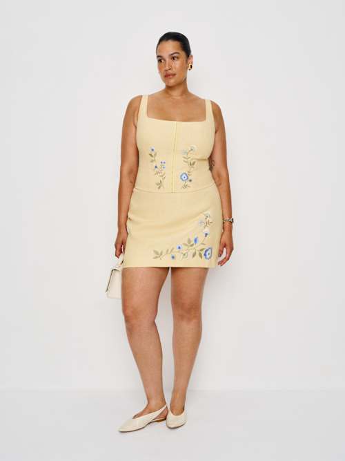 Reformation Ren Linen Skirt Es | Yellow | 14