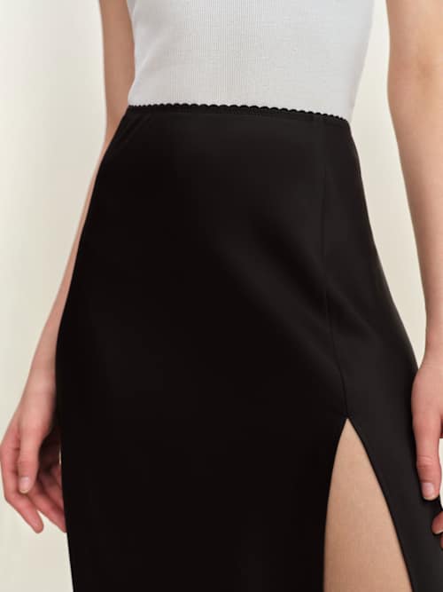 Petites Layla Satin Skirt With Slit