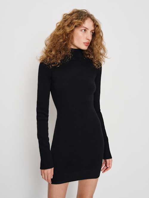 princess polly baby blue dress Backless Black Lace Long Sleeve Turtleneck Dress Seduction S / Black